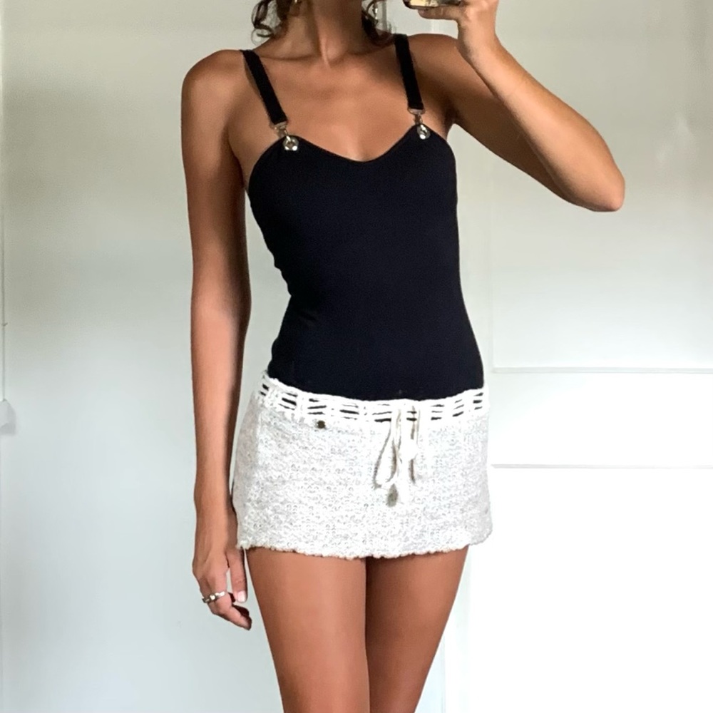 Black one piece romper tank top with silver clasps